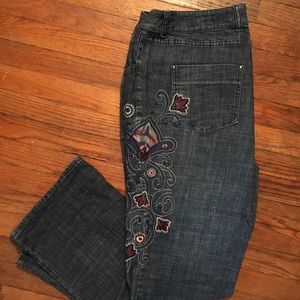 Embroidered boot cut jeans
